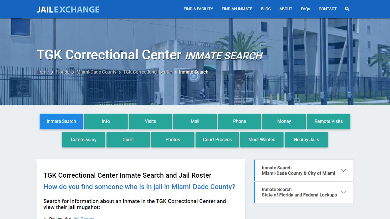 TGK Correctional Center Inmate Search - Jail Exchange