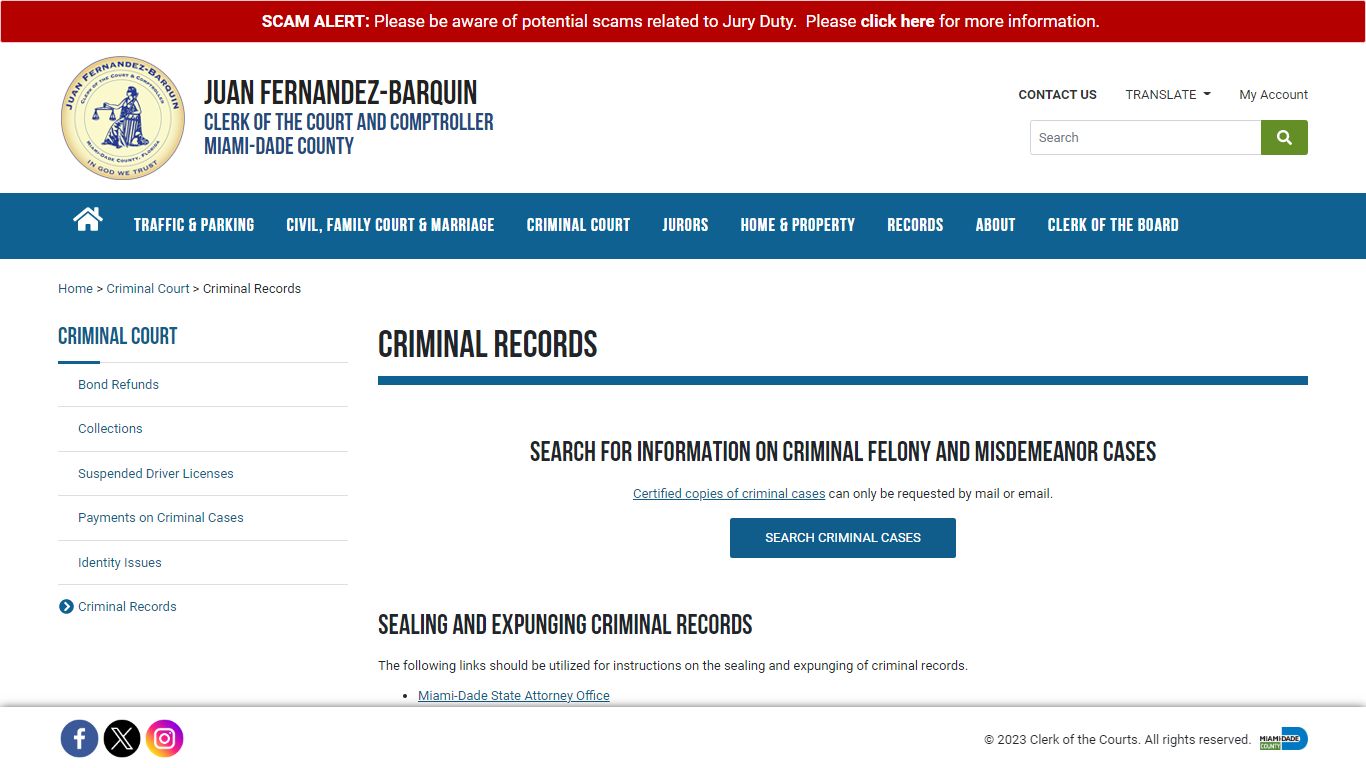 Criminal Records - Miami-Dade Clerk